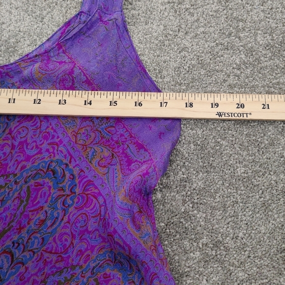 Alchemy Fashions Women's 100% Silk Slip Dress Size Medium Purple Floral - Picture 8 of 9